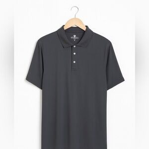 Champions Tour Men's Size Medium Dark Gray Polyester Striped Golf Polo Shirt.